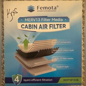 Femota MERV 13 Filter Media CABIN AIR FILTER
HCF10133S TOYOTA/MATRIX